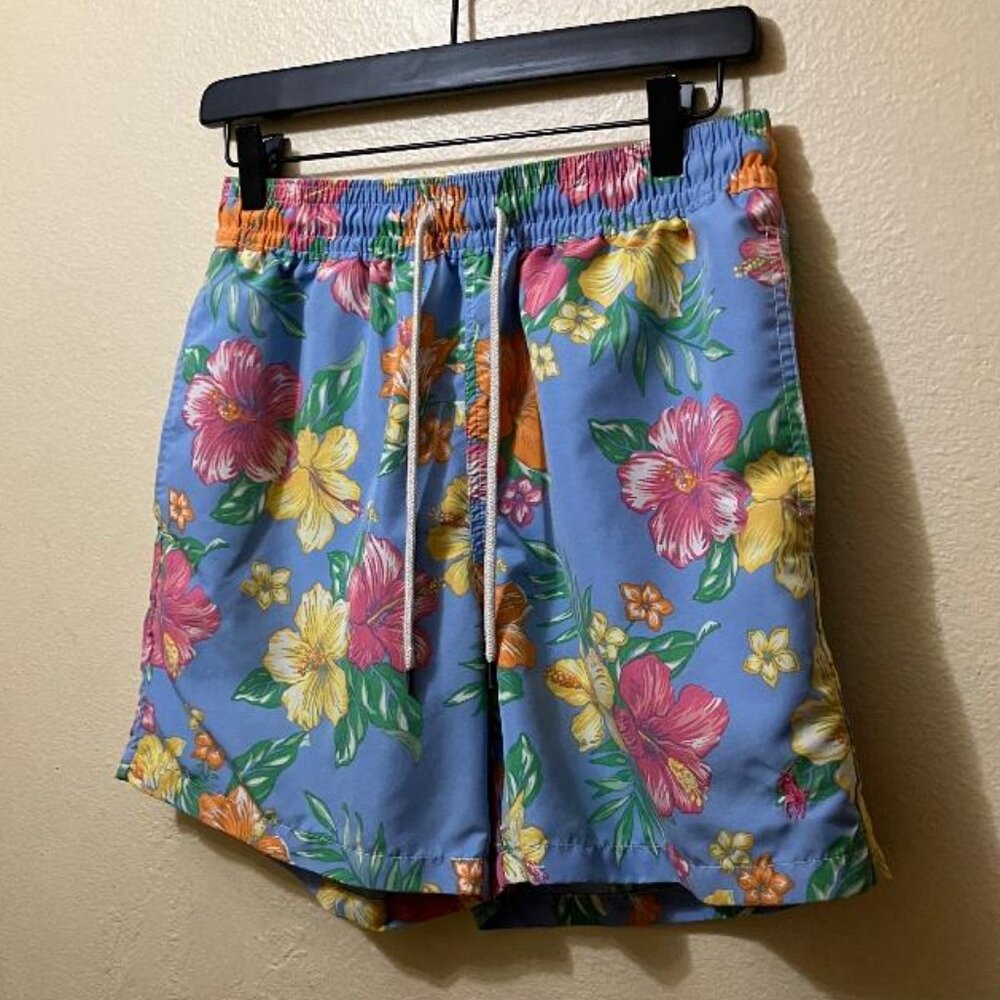 Polo Ralph Lauren Mens Floral Aloha Tropical Print Swim Trunks Shorts Size Small